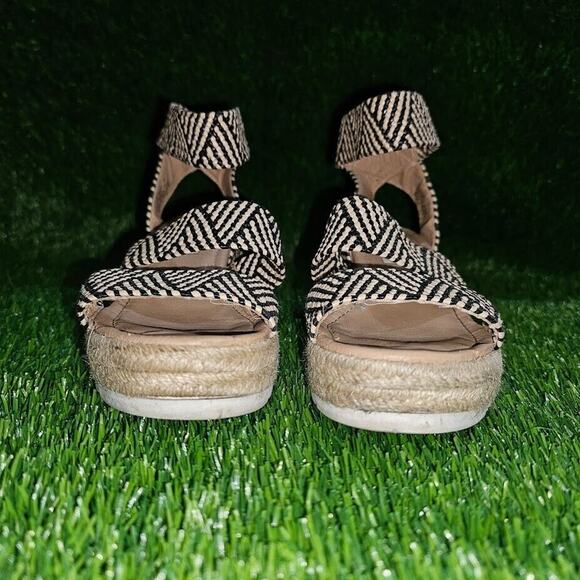 Steve Madden Sandals Womens 6 Jennie Espadrille Strappy Black Wedge Heels zebra - Picture 4 of 8
